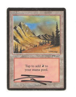 MOUNTAIN Signed Douglas Shuler Magic ARABIAN NIGHTS Magic EX- / MP MTG - Image 1