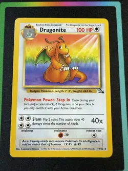 Dragonite 19/62 Fossil Rare 100 HP Stage 2 Regular Pokemon TCG Card English - Image 1