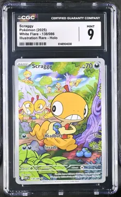 Scraggy 138/086 Illustration Rare IR Holo Pokemon White Flare CGC 9 MINT - Image 1