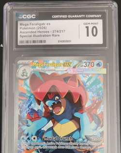 Mega Feraligatr ex Pokemon TCG Ascended Heroes Special Illustration Rare CGC 10 - Image 1