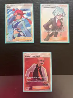 Pokemon Trainer Supporter Foil lot Skyla Steven's Resolve Blaine's Last Stand - Image 1