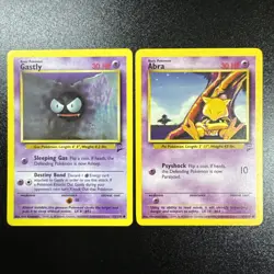 Pokemon | 2 Card Lot | MP | Abra 65/130 | Gastly 75/130 | Base Set 2 | Regular - Image 1
