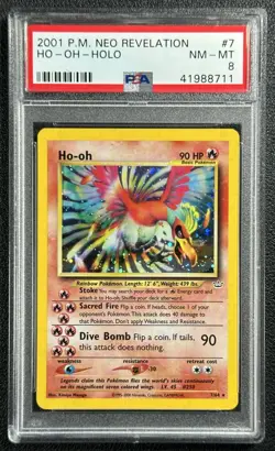 HO-OH PSA 8 2001 POKEMON NEO REVELATION #7/64 HOLO RARE 8711 - Image 1