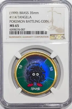 1999 Pokemon Battling Coin TANGELA #114 - NGC MS65 - Image 1