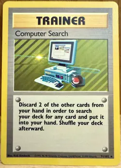 Computer Search Pokemon TCG Base Set Trainer Card 71/102 Unlimited Rare LP - Image 1