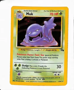 1999 Pokemon TCG Muk Fossil Holo Card 13/62 Unlimited Rare - Image 1