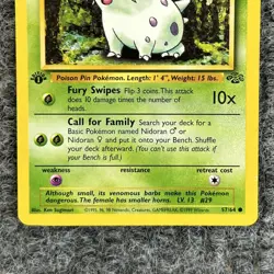VTG Pokemon Jungle 1st Ed Nidoran Female # 57/64 Common NM - Image 4