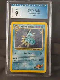 2000 Pokemon CGC MINT Misty’s Seadra #9 Gym Heroes Holo Rare Holo Swirl - Image 1