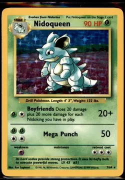 Nidoqueen 7/64 Error Holo Jungle 1999 Pokemon TCG No Set Symbol WOTC - Image 1