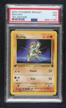 Machop 1st Ed. Pokemon Team Rocket PSA 7 2000 - Image 1