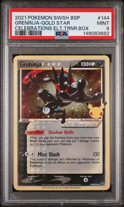 2021 Pokemon Celebrations Greninja Gold Star SWSH144 Mint ETB Promo PSA 9 - Image 1