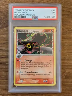 2006 Pokemon EX Holon Phantoms PSA 1 Rayquaza #26 FRESH CASE GRADE - Image 1