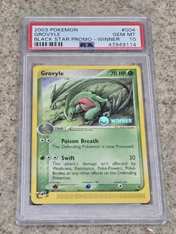 2003 Pokemon Black Star Promo 004 Grovyle Winner PSA 10 Mint - Image 1