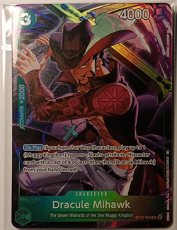 Bandai One Piece Dracule Mihawk Character Foil ST12-003 4000 Power SR - Image 1