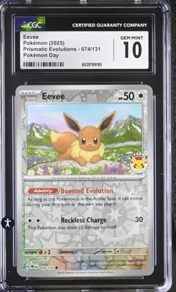 Pokemon Eevee 2025 Prismatic Evolutions 074/131 - CGC 10 Mint - Image 1