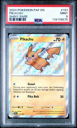 PSA 9 MINT Pikachu Baby Shiny Rare Pokemon 131/091 Paldean Fates - Image 1