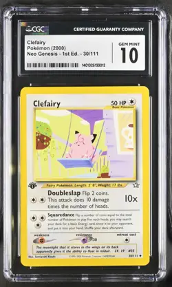 Pokemon Neo Genesis 1st Edition - CGC 10 Clefairy 30/111 - Image 1