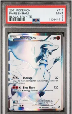 2011 POKEMON RESHIRAM B&W #113 FULL ART PSA 9 - Image 1