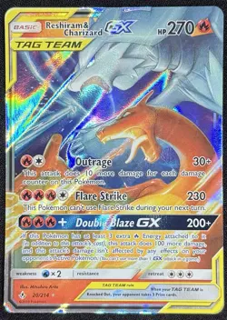 2019 Pokemon Sun & Moon Reshiram & Charizard GX Tag Team 20/214 Unbroken Bonds - Image 1