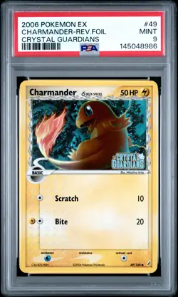 2006 POKEMON EX CRYSTAL GUARDIANS #49 CHARMANDER-REVERSE FOIL PSA 9 - Image 1