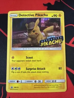 2019 POKEMON SM BLACK STAR PROMO SM170 DETECTIVE PIKACHU-HOLO DETECTIVE PIKACHU - Image 1