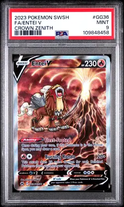 2023 POKEMON SWORD AND SHIELD CROWN ZENITH #GG36 FA/ENTEI V PSA 9 - Image 1