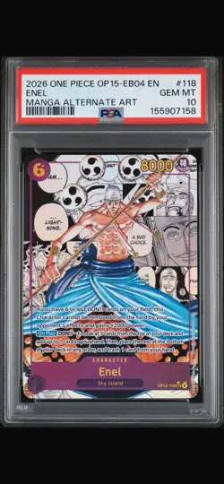 2026 ONE PIECE ADVENTURE ON KAMI'S ISLAND MANGA ALT ART #118 ENEL PSA 10 - Image 1