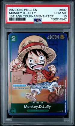 2023 ONE PIECE PROMOS #037 MONKEY D. LUFFY PSA 10 1st Anniversary Tournament - Image 1