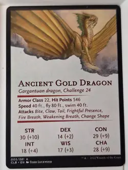 Ancient Gold Dragon - ART CARD- Magic the Gathering MTG Nice! - Image 2