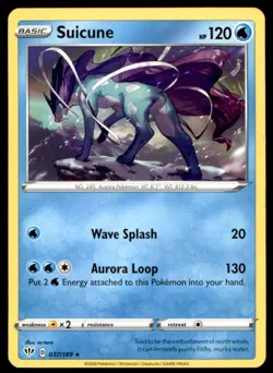 Suicune 037/189 Holo Rare Darkness Ablaze Pokemon Lightly Played - Image 1