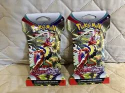 LOT OF 2 Pokemon Scarlet and Violet Booster Packs Sleeved Sealed SHIPS FREE - Image 1