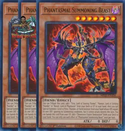 Yugioh! 3x Phantasmal Summoning Beast MP25-EN156 Ultra Rare 1st Ed NM - Image 1