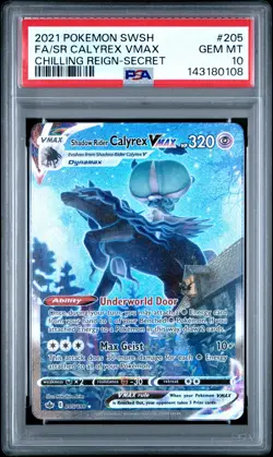 POKEMON SWORD & SHIELD CHILLING REIGN FULL ART/SHADOW RIDER CALYREX VMAX PSA 10 - Image 1