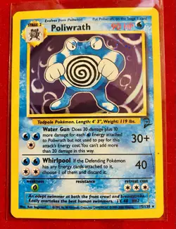 Pokemon Poliwrath Holo Card 15/130 Unlimited WOTC 1999 Rare - Image 1