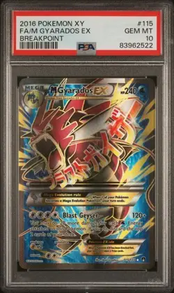 2016 POKEMON XY BREAKPOINT #115 FULL ART/M GYARADOS EX PSA 10 - Image 1