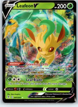 Leafeon V Ultra Rare SWSH07: Evolving Skies Holo 007/203 Pokemon Card NM - Image 1
