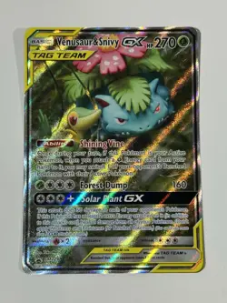 Pokemon TCG - Venusaur & Snivy GX SM229 Alt Art Sun & Moon Promo Tag Team - Image 1