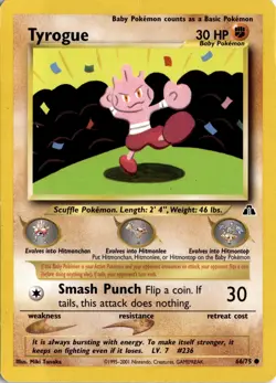 Tyrogue 66/75 Neo Discovery Pokemon Card TCG - Image 1