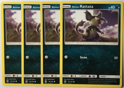 POKEMON 4X ALOLAN RATTATA 76/149 SUN & MOON BASE SET COMMON NEAR MINT-PLAYSET - Image 1