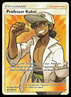 Professor Kukui 148/149 Full Art Sun & Moon Base Set Pokemon Card - Image 1