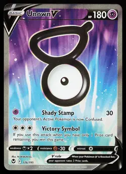 Unown V 176/195 Ultra Rare Silver Tempest Pokemon Card - Image 1