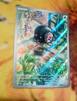 Lechonk Pokemon TCG Sv03: Obsidian Flames Holo Illustration Rare Card 209/197 - Image 1