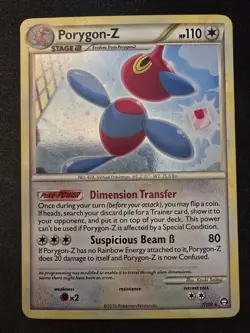 2010 Moderate Play Pokemon Porygon-Z 7/102 HGSS Triumphant Holo English - Image 1