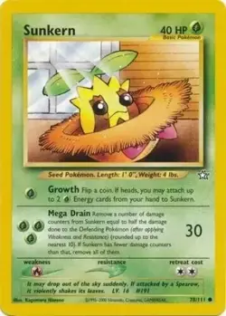 Sunkern 78/111 Neo Genesis Common Moderate Play Pokemon DNA GAMES - Image 1
