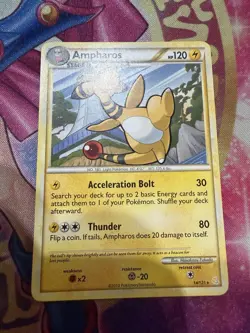 Pokemon TCG Ampharos Heartgold Soulsilver 14/123 Regular Rare LP - Image 1