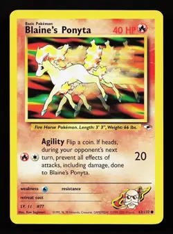 Blaine's Ponyta 63/132 Unlimited Common Gym Heroes Pokemon Card - Image 1