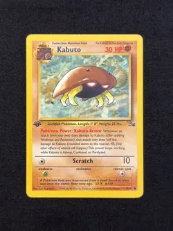 Pokemon TCG 1st Edition Kabuto Fossil Set 50/62 Common WOTC Vintage - Image 1
