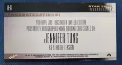 Skybox Star Trek Insurrection Jennifer Tung as Starfleet Ensign A-8 Auto 1998 NM - Image 2