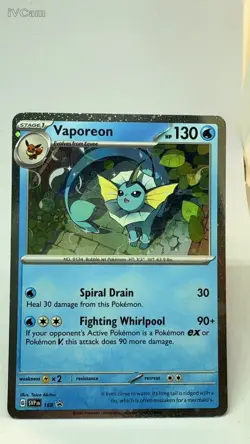Vaporeon SVP 168 Pokemon Promo Card Cosmos Holo Prismatic Evolutions Black Star - Image 1