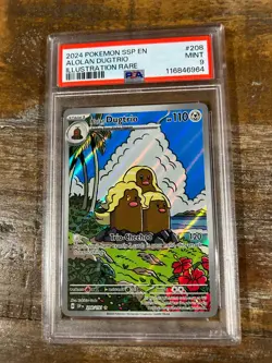 Pokemon 2024 Surging Sparks Illustration Rare ALOLAN DUGTRIO #208 PSA 9 Mint - Image 1